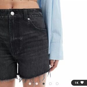 Asos Design Tall never worn black denim shorts cutoff fray Size 10 Tall